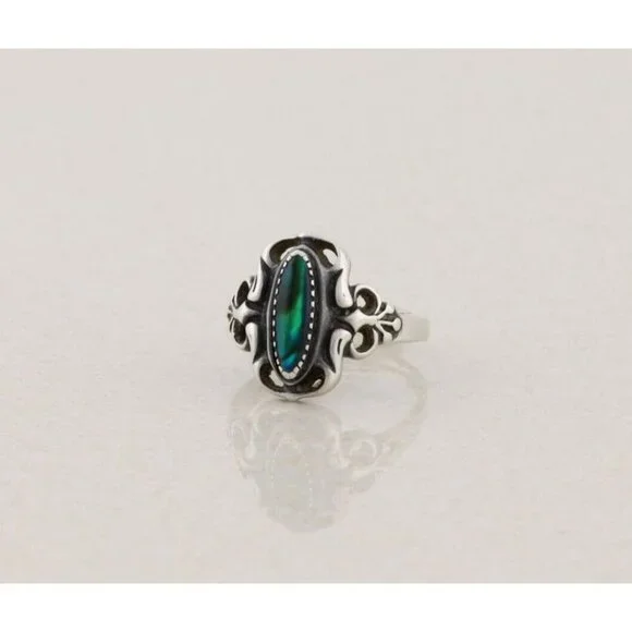 Sterling Silver Abalone Ring Size 4 3/4 - Picture 5 of 8